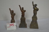 Group of 3 Miniature Pot Metal Statue of Liberty Figurines