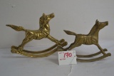 Pair of Brass Miniature Rocking Horses