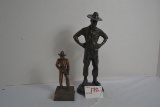 Pot Metal Boot Hill Cowboy, Dodge City, KS, Paperweight and Drill Sergeant by Marked Timmerman; 9-1/