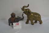 Brass Elephant and Pot Metal Elephant Incense Burner
