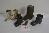 1 Lot of 3 Pair of Metal Boots