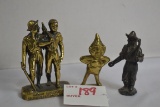 Brass Tom Sawyer and Huckleberry Finn, Gnome, and Lumberjack Figurines