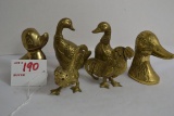 Group of 6 Brass Chickens, Ducks, and Geese