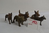 Group of 6 Miniature Brass and Iron Dogs; Some Souvenirs including Public Square, Watertown, NY and