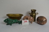 Group of Malachite and Brass Figurines