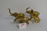 Group of 4 Brass Elephants