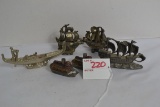 Group of 6 Brass and Metal Ships