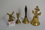 Group of 4 Miniature Brass Bells