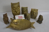 Group of Approx. 7 Brass Owls