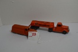 Vintage Tin Sinclair Gas Truck Toy and Tootsietoy Gas Truck/Trailer