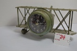 Contemporary Metal Airplane Battery-Operated Table Clock; 4-1/2