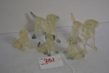 Group of 5 Clear Resin Family of Dogs