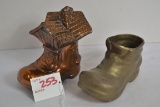 Brass Boot and Pot Metal Old Woman Who Lived in a Shoe Bank (No Stopper)
