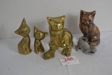 1 Lot of 8 Brass and Metal Cats; Various Sizes