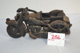 Cast Iron Vintage Motorcycle and Sidecar