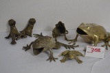 1 Lot of 6 Brass Frogs and 1 Ash Pot