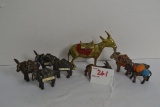 1 Lot of 8 Brass and Pot Metal Souvenir Mules including Missouri, Colorado, Etc.