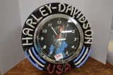 Harley Davidson Neon Light Clock; Needs Ballas and Cord