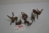 Group of Vintage Pot Metal Handpainted Mini Elk Figurines; Made in Japan