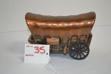 Brass-Colored Metal Nodaway Valley Bank, Maryville, MO, Covered Wagon Bank; No Key