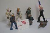 Group of Vintage Cast Iron Military Toy Figurines