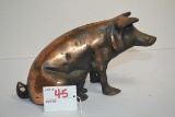 Contemporary? Brass and Cast Pig Bank; Souvenir from Chicago Stockyards; 10