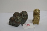 Pair of Brass and Copper Dog Figurines