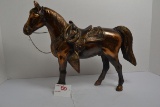 Hollow Metal Brass Finish Western-Style Horse Figurine; 12