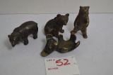 Group Metal and Brass Bear Figurines