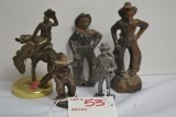 Group of 5 Metal Cowboy and Horse Figurines