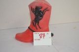 Vintage 1950s Roy Rogers Red Cowboy Boot Bank