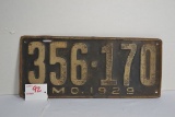 1929 Missouri License Plate