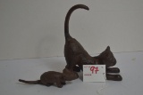 Pair of Cast Iron Cat and Mouse