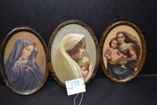 Vintage 1920s Art Deco Metal Lithograph Frames of Madonna and Child and ...