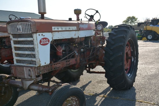 IHC 560 Gas, TA Linkage Unhooked, Shows 4600 Hours, Dual Rear Weights, 18.4-R38 50% Weathered, Strai