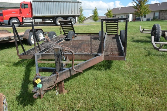 14' All Steel Sprayer Trailer, With Ramps, Dual Wheels, Black