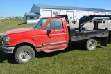 1996 Ford F-250XL, 4x4, Red, 193,640 Miles, Auto, Electric Doors, Flatbed, Grille Guard, Some Rust,