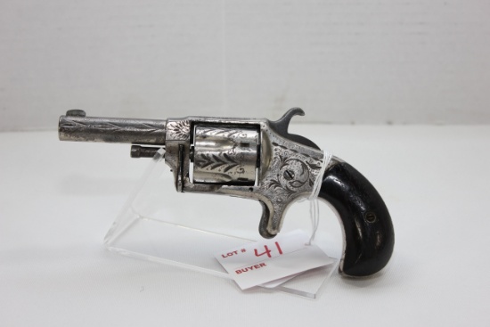 Hopkins & Allen .380 Cal. Engraved Revolver, Blue Jacket #2; Cylinder Doesn't Engage; Patent Date 18