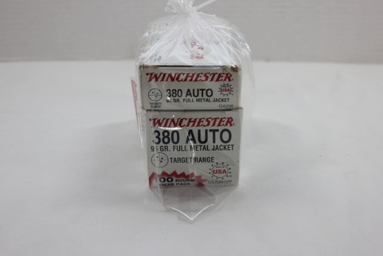 1 Lot - Winchester .380 Auto 95 gr. FMJ Cartridges including 1 Box of 100 Rds. and Partial Box Conta