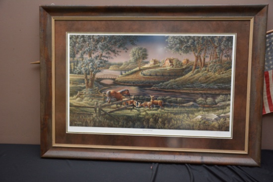 Terry Redlin "Natural Curiosity" Framed Print; No. 231/9500; Framed 30-1/2"x43-1/4", Print 18-1/4"x3