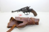 Russian Nagant 7.62x38R Cal.? 7-Shot Revolver w/Leather Holster; Good Grips and Checkering; Per owne