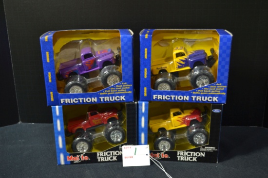 Group of 4 Friction Trucks by Road & Track and Maisto