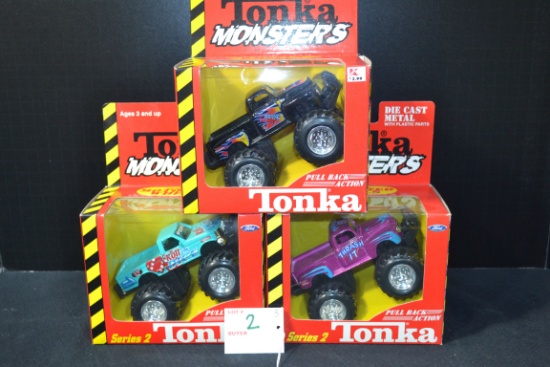 Group of 3 Die-Cast Friction Tonka Truck Toys by Maisto; NIB