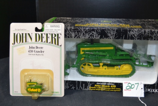 Ertl Collector's Edition John Deere 420 Crawler 1/16 Scale and John Deere 430 Crawler 1/64 Scale; NI