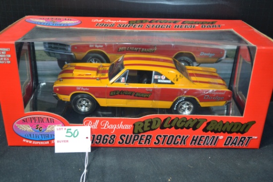 Super Car Collectibles 1968 Super Stock Hemi Dart Bill Bagshaw Red Light Bandit; 1/18 Scale; NIB