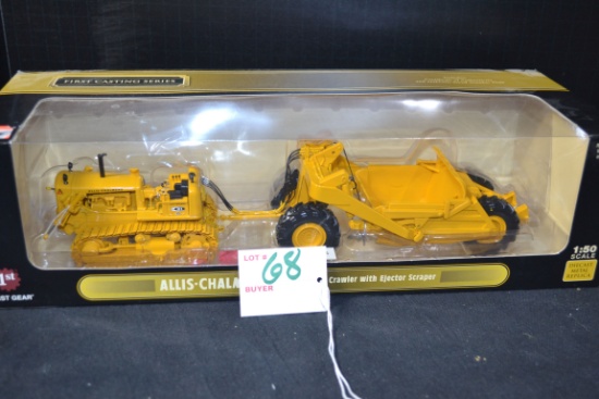 First Gear Allis Chalmers 21 Crawler w/Ejector Scraper; 1/50 Scale; NIB