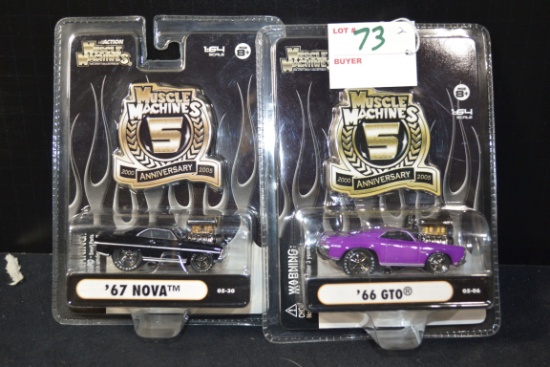 Pair of Muscle Machine 5th Year Anniversary Cars including '67 Nova and '66 GTO; 1/64 Scale