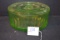 Vintage Green Uranium Glass Oval Refrigerator Dish w/Lid