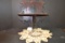 Vintage Handcarved and Painted Collapsible Shelf w/Doily
