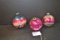 Group of 3 Large Vintage Handpainted Glass Tree Ornaments